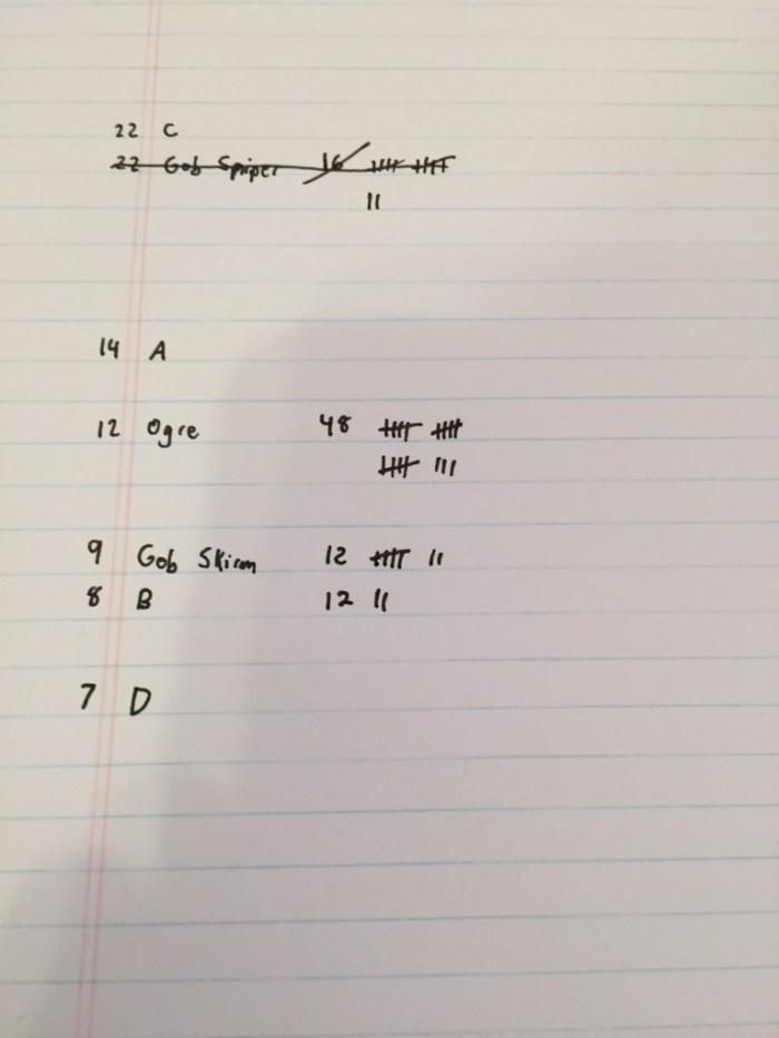 La même page. Les dégâts aux PV des PNJ sont comptés avec des marques de dénombrement